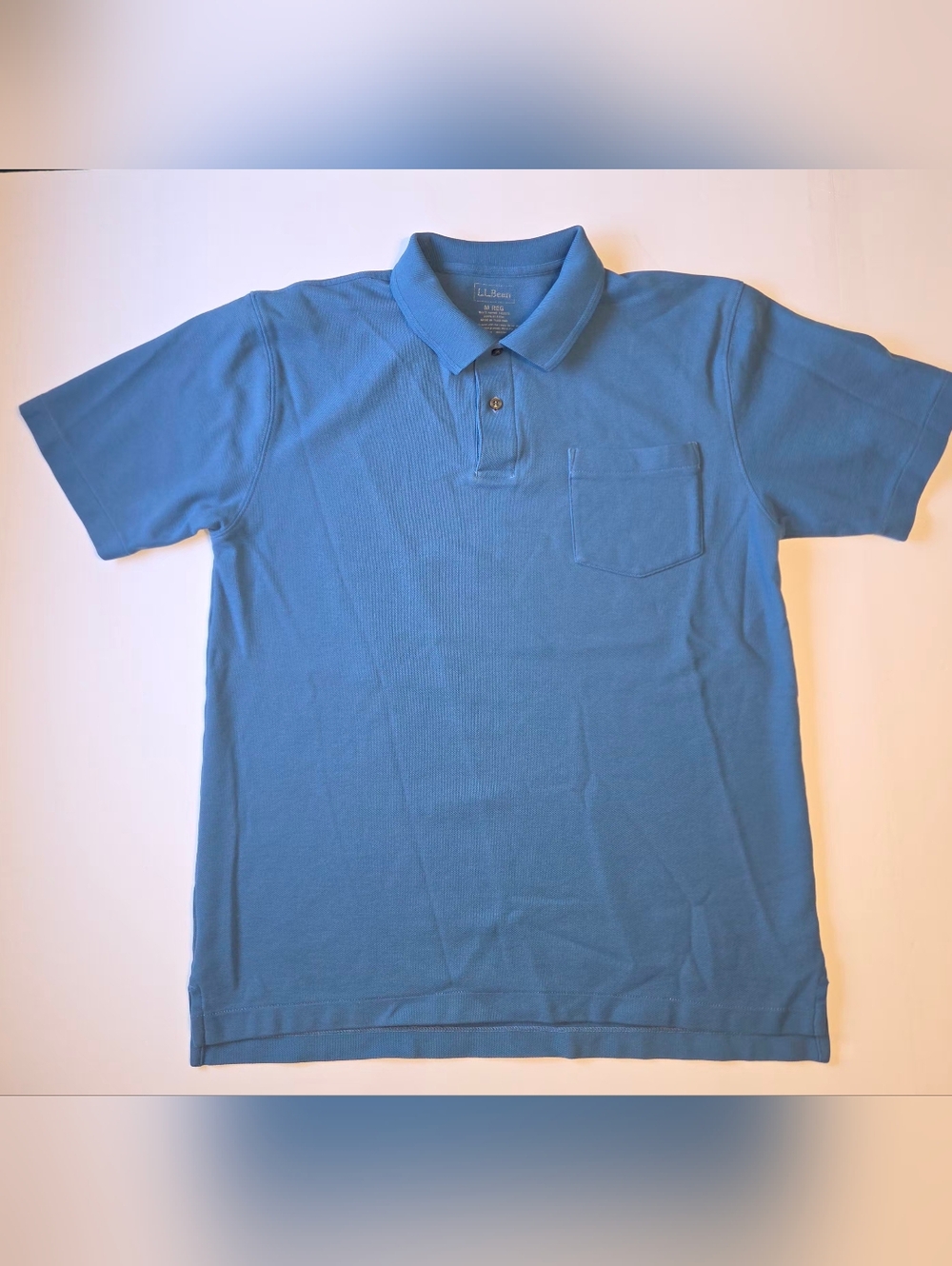 LL Bean Men's Blue Polo Shirt with Chest Pocket